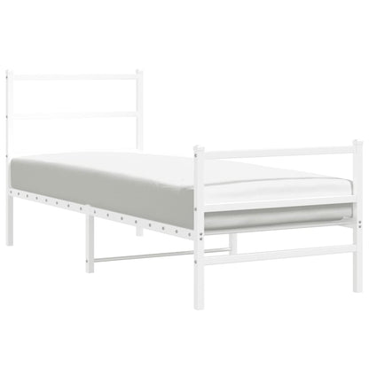 vidaXL Metal Bed Frame without Mattress with Footboard White 80x200cm
