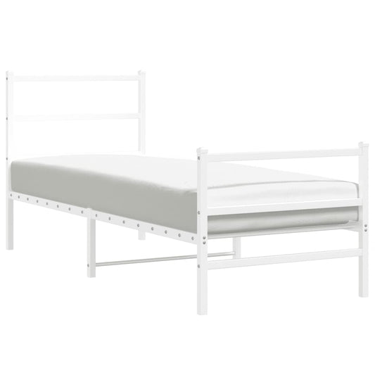vidaXL Metal Bed Frame without Mattress with Footboard White 80x200cm
