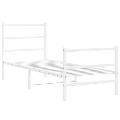 vidaXL Metal Bed Frame without Mattress with Footboard White 80x200cm