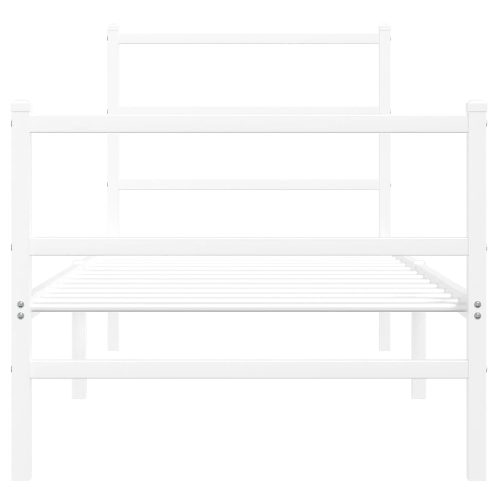 vidaXL Metal Bed Frame without Mattress with Footboard White 80x200cm