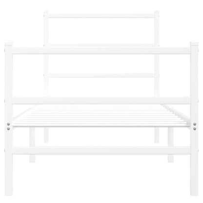 vidaXL Metal Bed Frame without Mattress with Footboard White 80x200cm