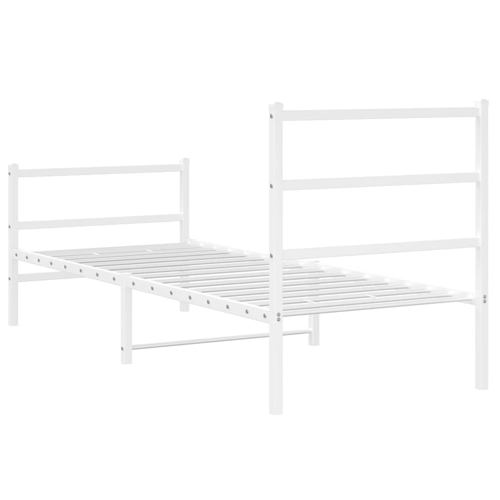 vidaXL Metal Bed Frame without Mattress with Footboard White 80x200cm