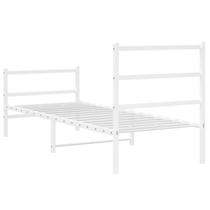 vidaXL Metal Bed Frame without Mattress with Footboard White 80x200cm