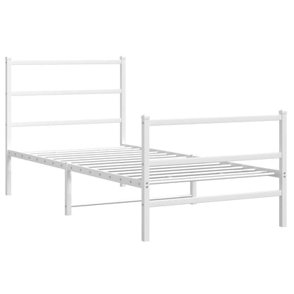 vidaXL Metal Bed Frame without Mattress with Footboard White 90x190cm