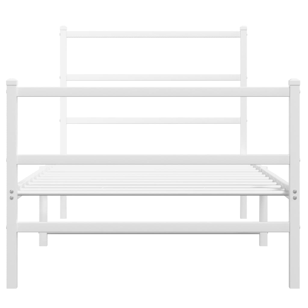 vidaXL Metal Bed Frame without Mattress with Footboard White 90x190cm