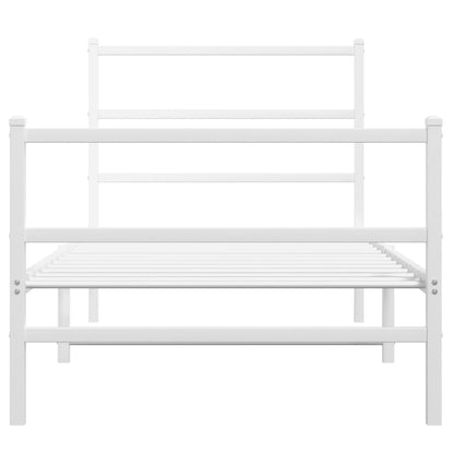 vidaXL Metal Bed Frame without Mattress with Footboard White 90x190cm