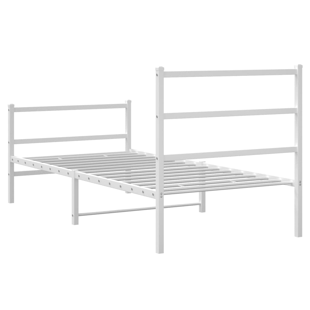 vidaXL Metal Bed Frame without Mattress with Footboard White 90x190cm