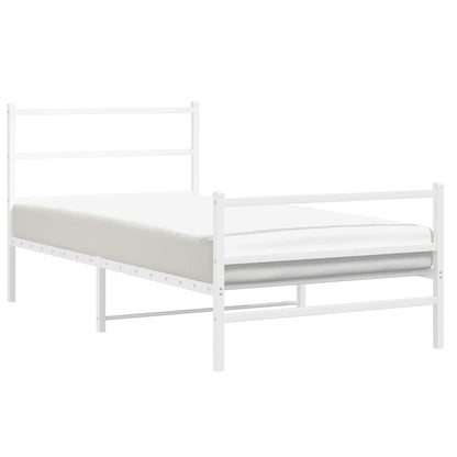 vidaXL Metal Bed Frame without Mattress with Footboard White 100x200cm