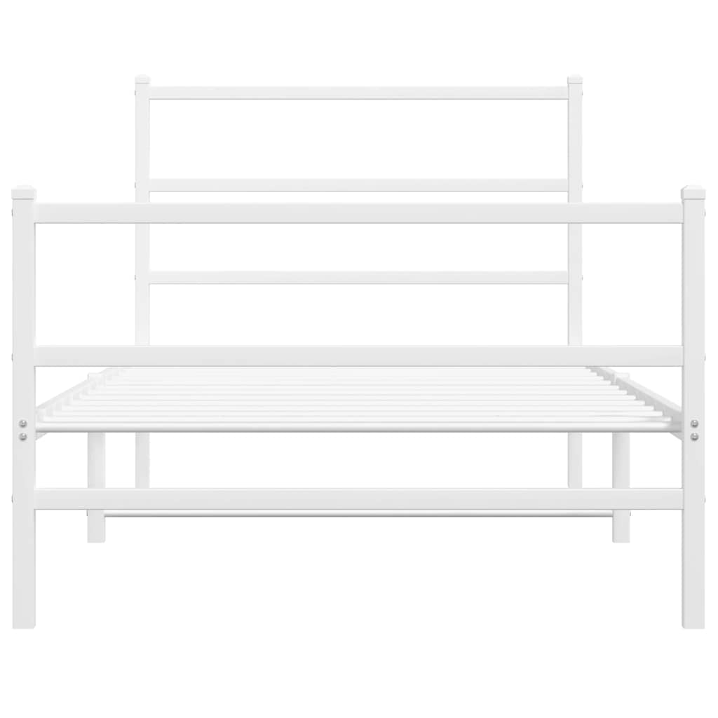 vidaXL Metal Bed Frame without Mattress with Footboard White 100x200cm