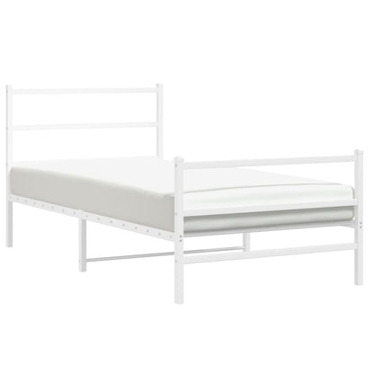 vidaXL Metal Bed Frame without Mattress with Footboard White 107x203cm
