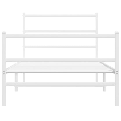 vidaXL Metal Bed Frame without Mattress with Footboard White 107x203cm