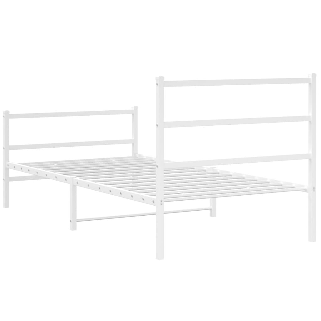 vidaXL Metal Bed Frame without Mattress with Footboard White 107x203cm