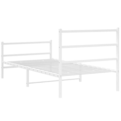 vidaXL Metal Bed Frame without Mattress with Footboard White 107x203cm