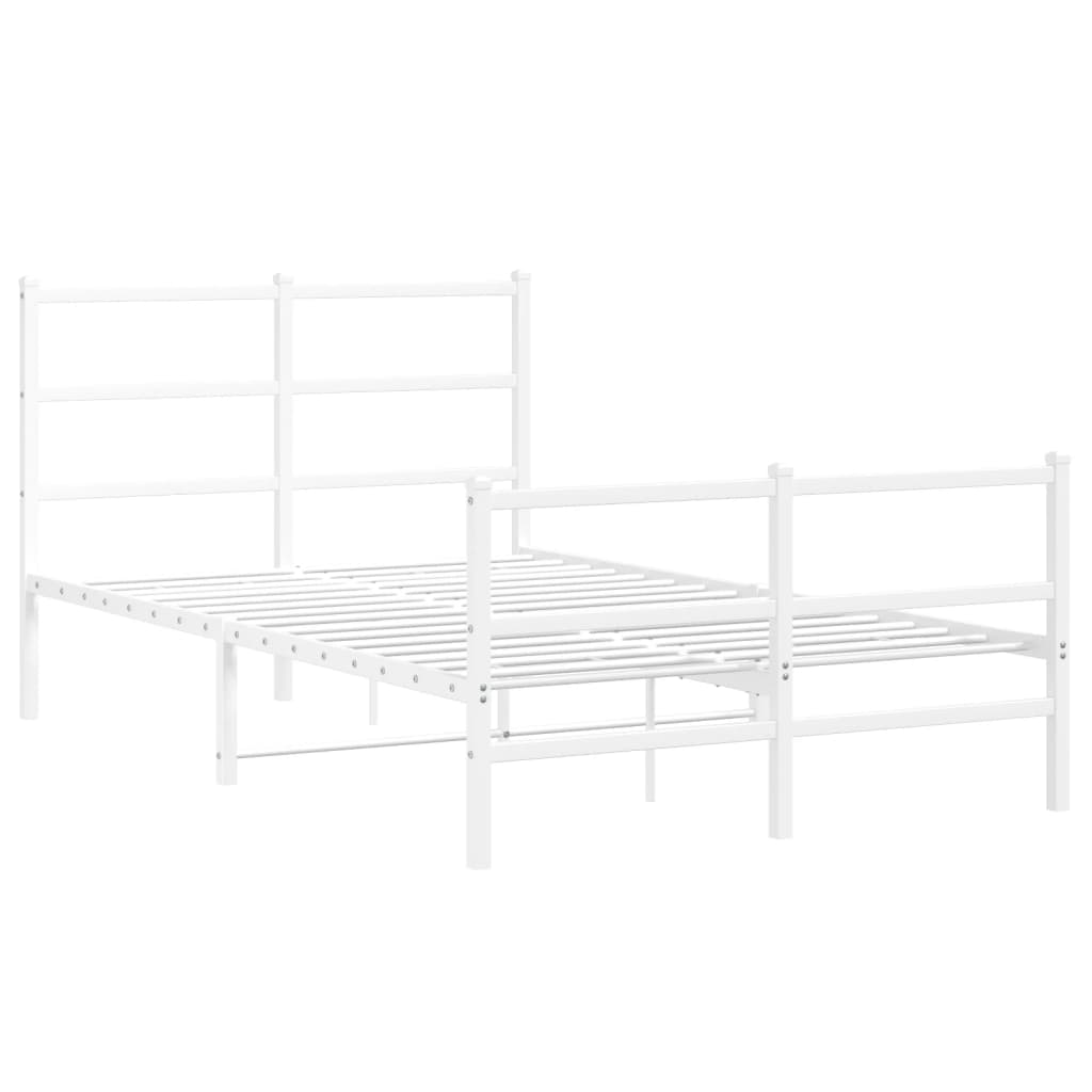 vidaXL Metal Bed Frame without Mattress with Footboard White 120x190cm