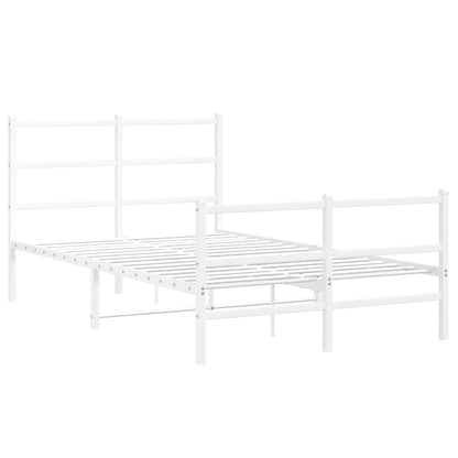 vidaXL Metal Bed Frame without Mattress with Footboard White 120x190cm
