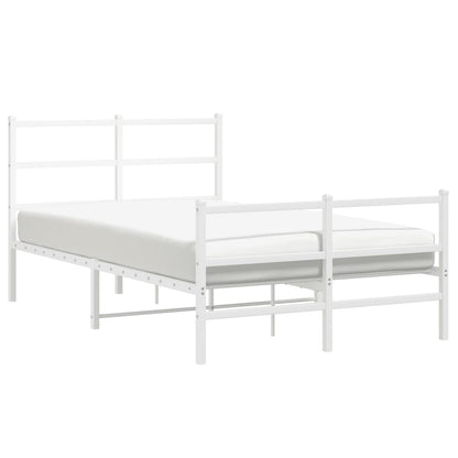 vidaXL Metal Bed Frame without Mattress with Footboard White 120x190cm