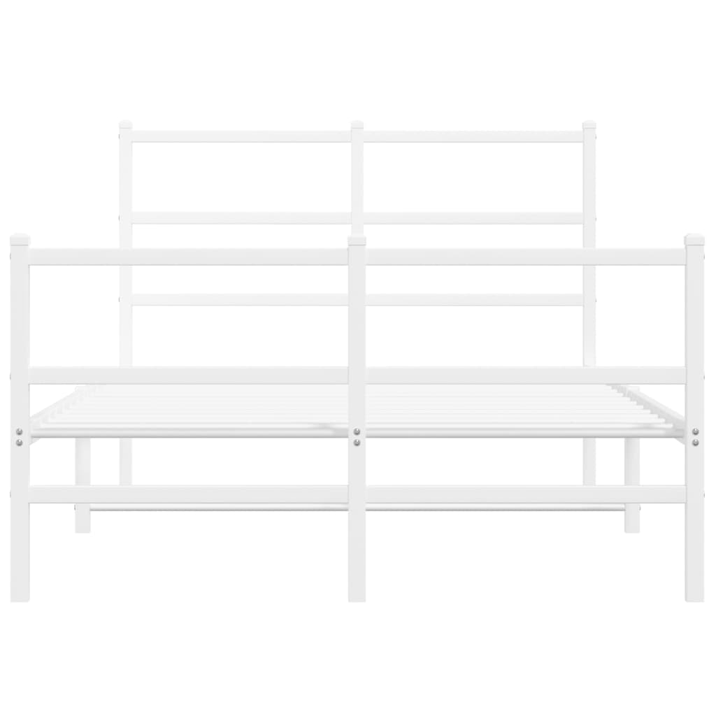vidaXL Metal Bed Frame without Mattress with Footboard White 120x190cm
