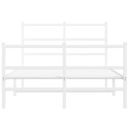 vidaXL Metal Bed Frame without Mattress with Footboard White 120x190cm