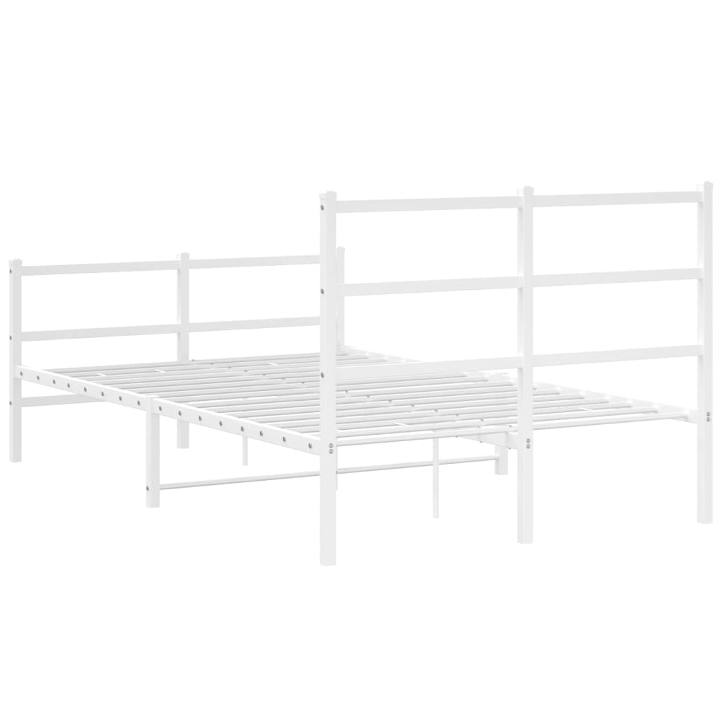 vidaXL Metal Bed Frame without Mattress with Footboard White 120x190cm