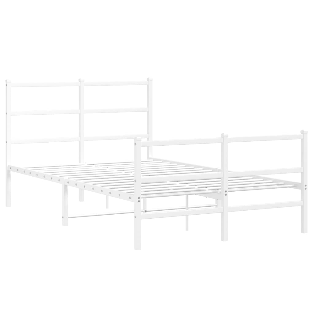 vidaXL Metal Bed Frame without Mattress with Footboard White 120x200cm