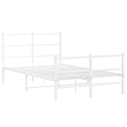 vidaXL Metal Bed Frame without Mattress with Footboard White 120x200cm
