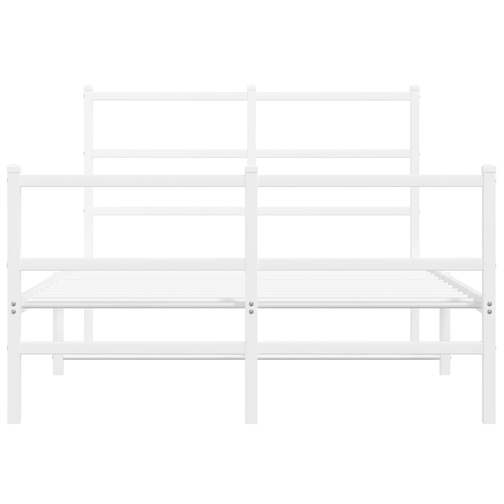 vidaXL Metal Bed Frame without Mattress with Footboard White 120x200cm