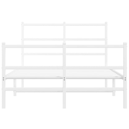 vidaXL Metal Bed Frame without Mattress with Footboard White 120x200cm