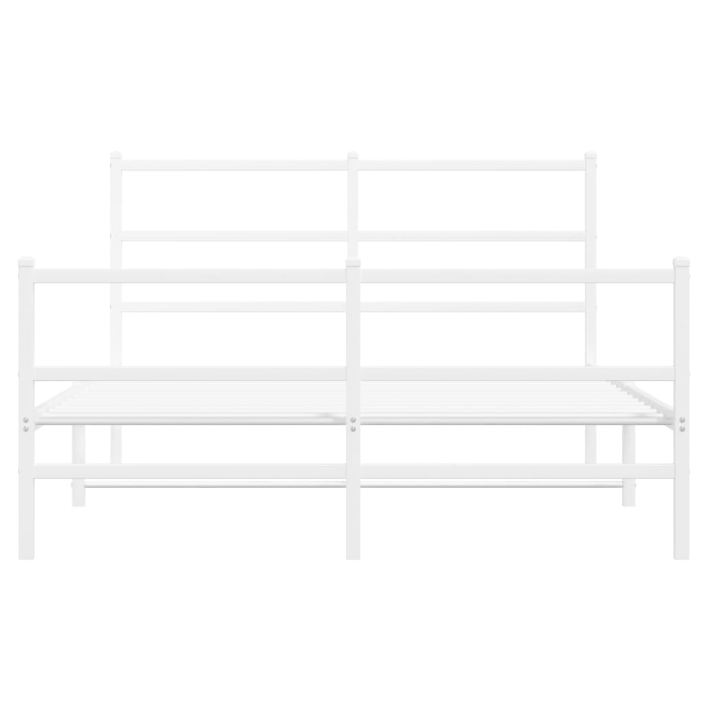 vidaXL Metal Bed Frame without Mattress with Footboard White 135x190cm