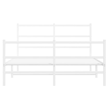 vidaXL Metal Bed Frame without Mattress with Footboard White 135x190cm