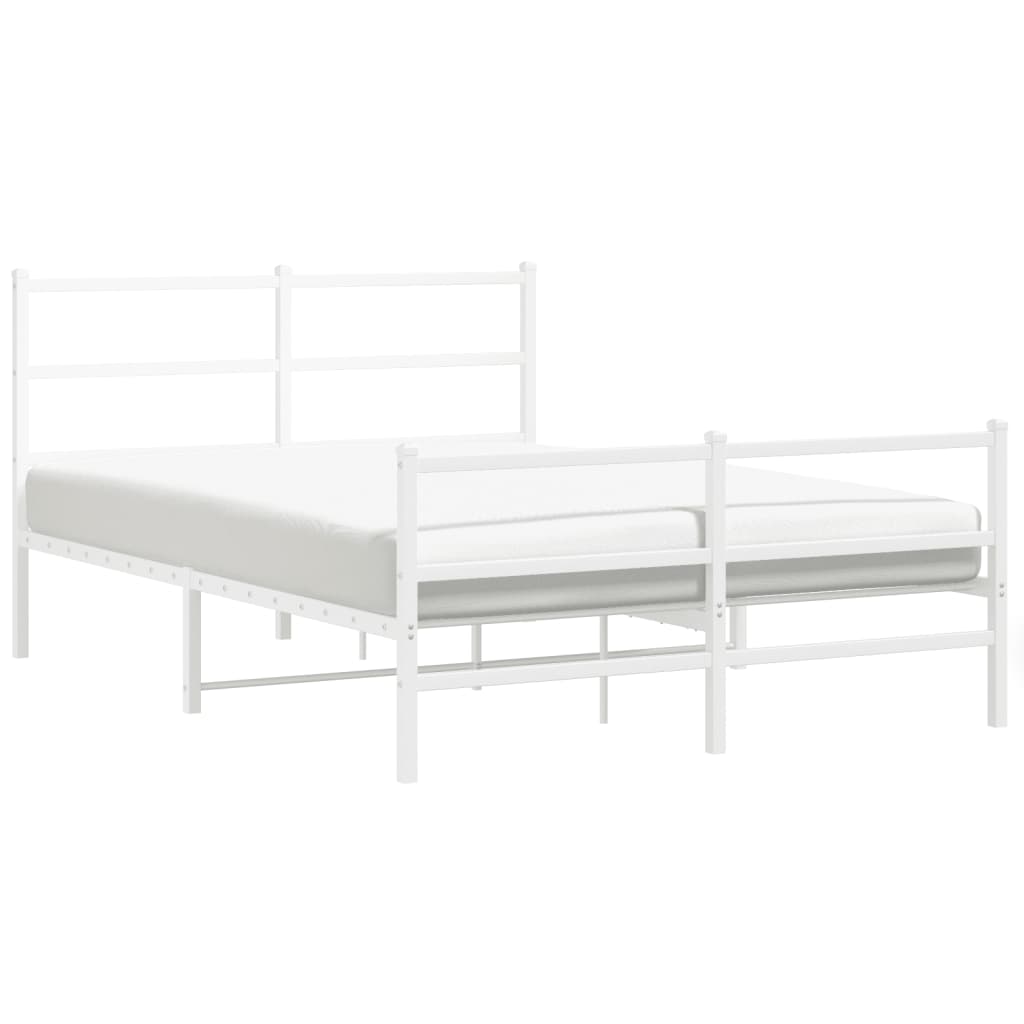 vidaXL Metal Bed Frame without Mattress with Footboard White 140x190cm