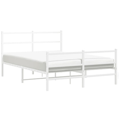 vidaXL Metal Bed Frame without Mattress with Footboard White 140x190cm