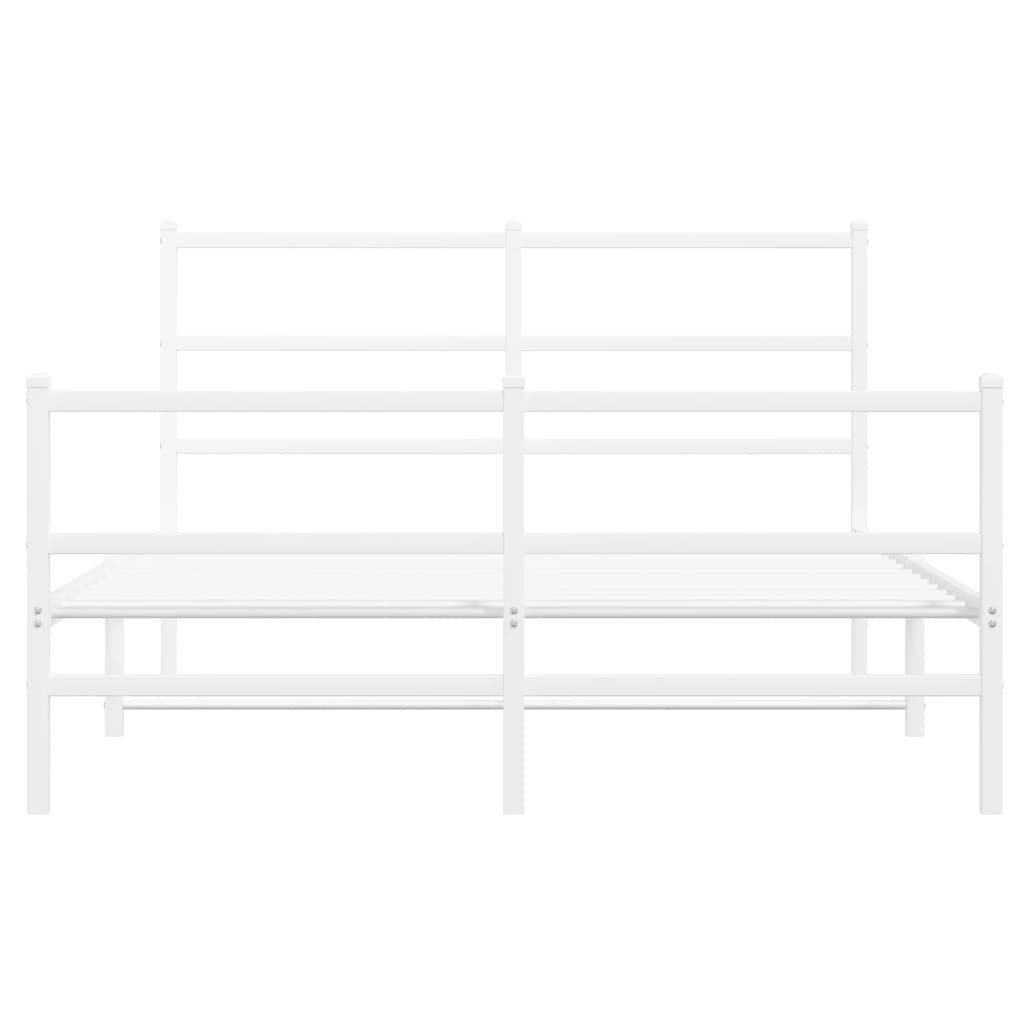 vidaXL Metal Bed Frame without Mattress with Footboard White 140x190cm