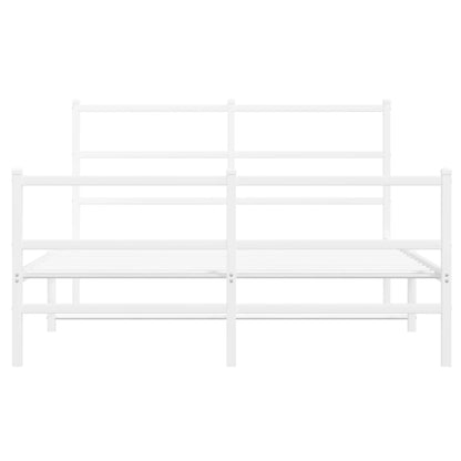 vidaXL Metal Bed Frame without Mattress with Footboard White 140x190cm