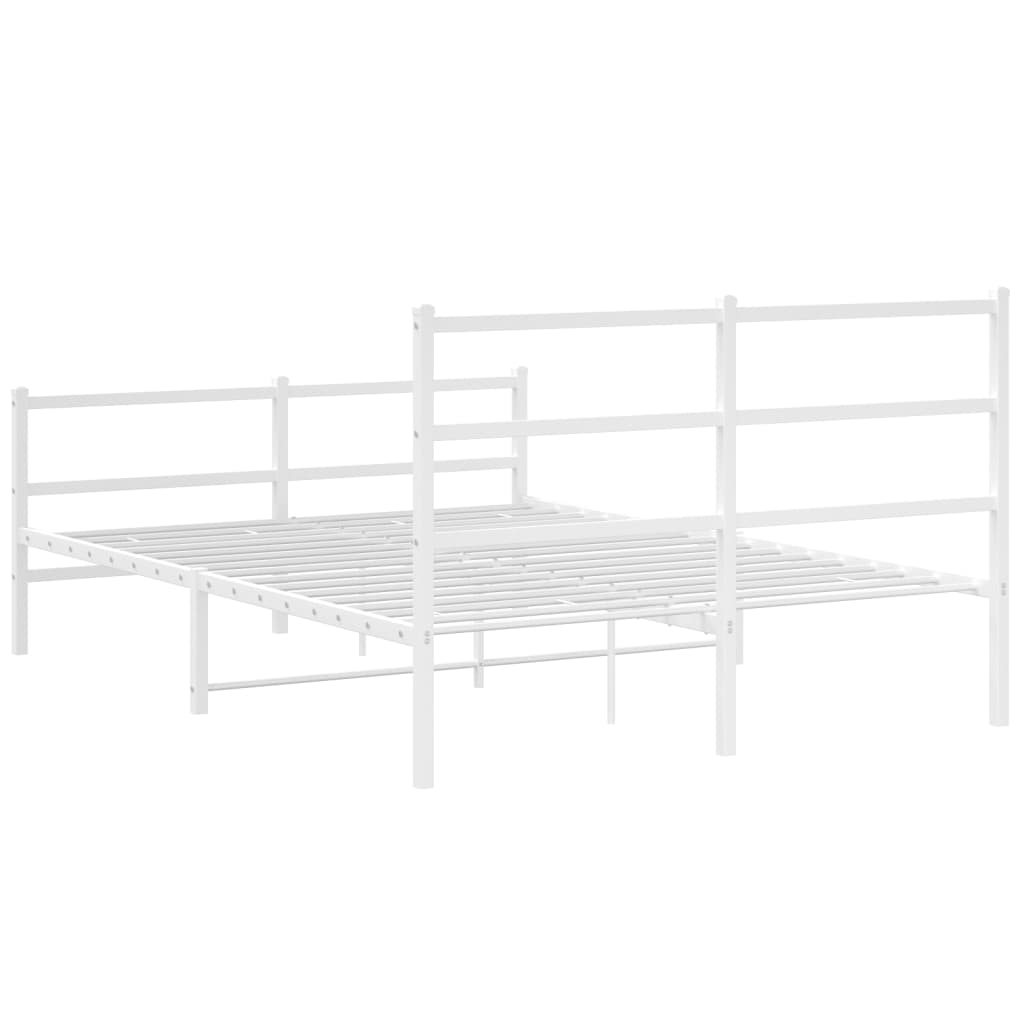 vidaXL Metal Bed Frame without Mattress with Footboard White 140x190cm