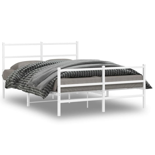 vidaXL Metal Bed Frame without Mattress with Footboard White 140x200cm