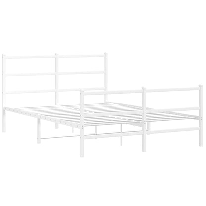 vidaXL Metal Bed Frame without Mattress with Footboard White 140x200cm