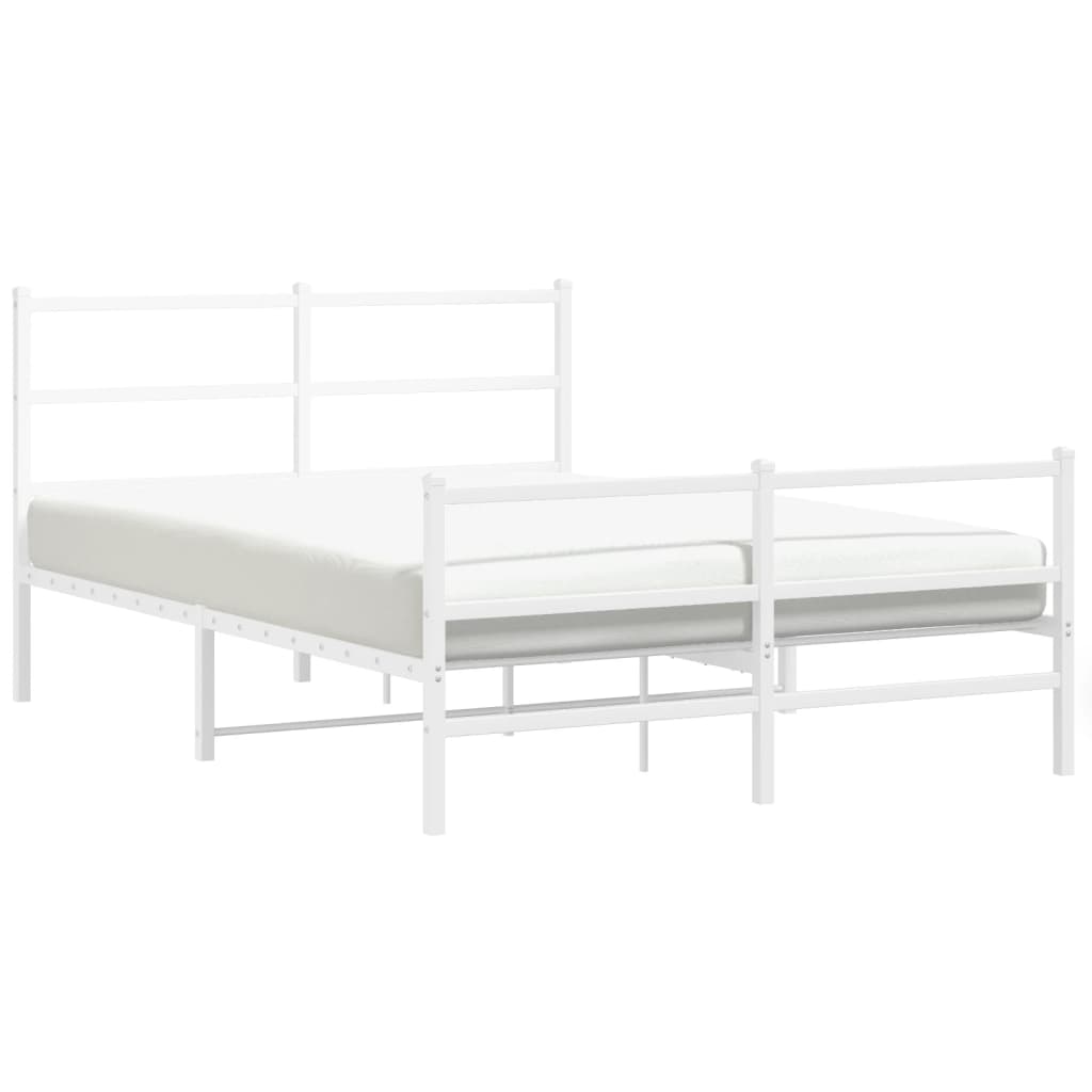 vidaXL Metal Bed Frame without Mattress with Footboard White 140x200cm