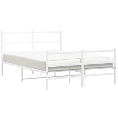 vidaXL Metal Bed Frame without Mattress with Footboard White 140x200cm