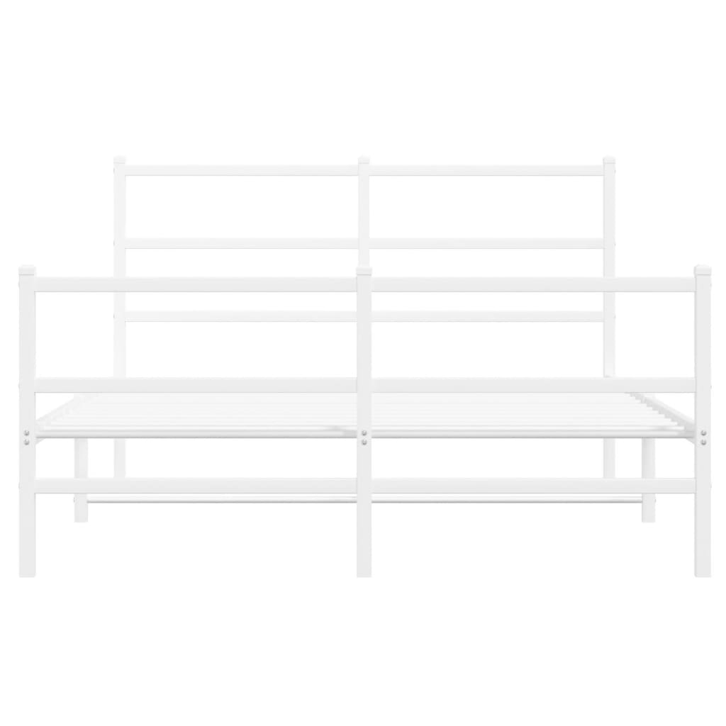 vidaXL Metal Bed Frame without Mattress with Footboard White 140x200cm