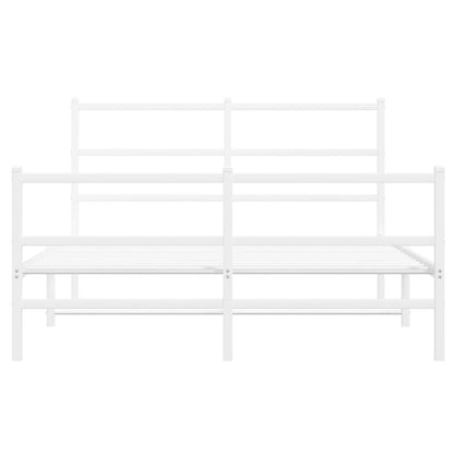 vidaXL Metal Bed Frame without Mattress with Footboard White 140x200cm