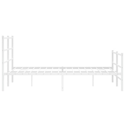 vidaXL Metal Bed Frame without Mattress with Footboard White 140x200cm