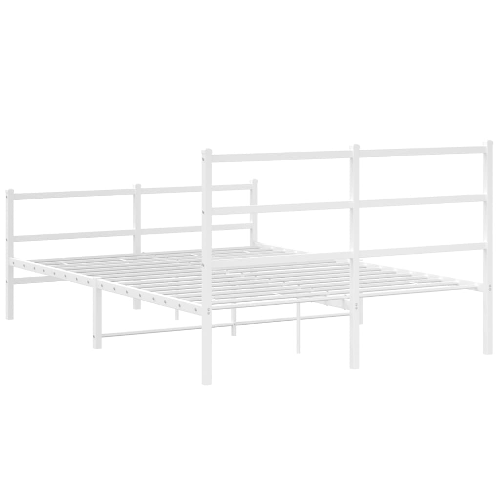 vidaXL Metal Bed Frame without Mattress with Footboard White 140x200cm
