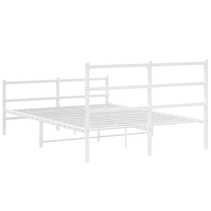vidaXL Metal Bed Frame without Mattress with Footboard White 140x200cm