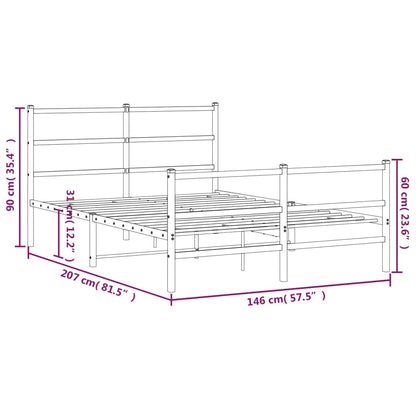 vidaXL Metal Bed Frame without Mattress with Footboard White 140x200cm