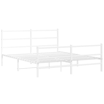 vidaXL Metal Bed Frame without Mattress with Footboard White 150x200cm