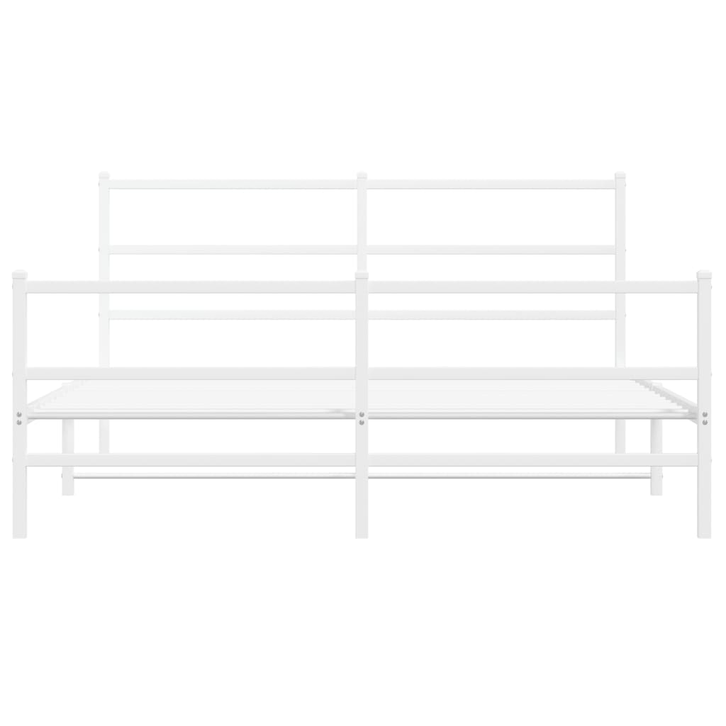 vidaXL Metal Bed Frame without Mattress with Footboard White 150x200cm