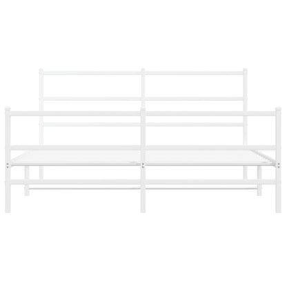 vidaXL Metal Bed Frame without Mattress with Footboard White 150x200cm