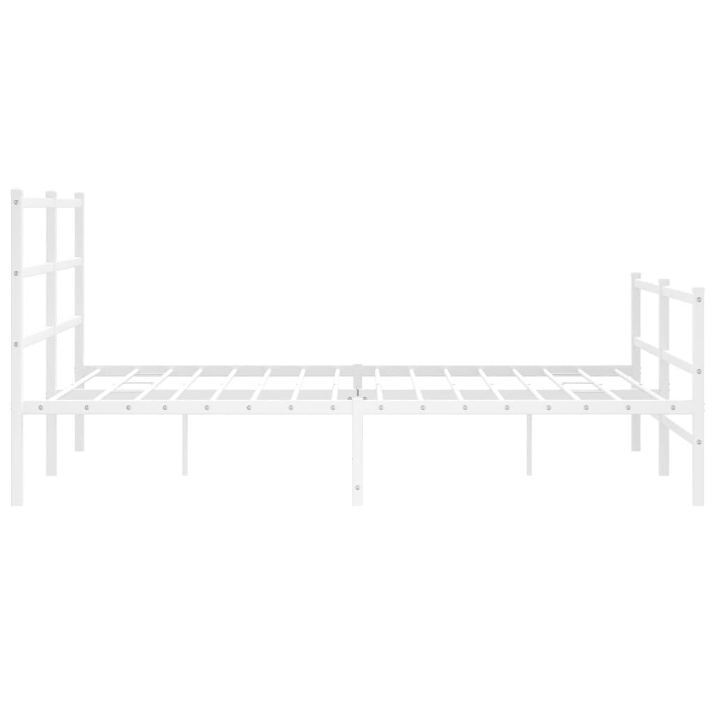vidaXL Metal Bed Frame without Mattress with Footboard White 150x200cm