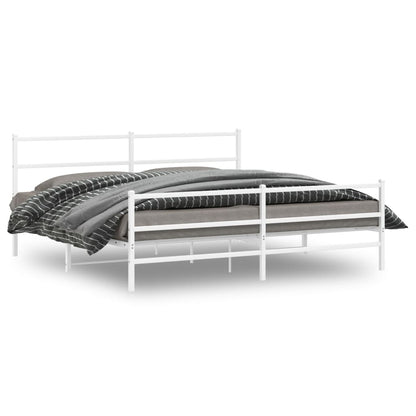 vidaXL Metal Bed Frame without Mattress with Footboard White 183x213cm