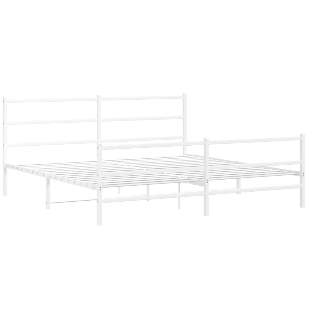 vidaXL Metal Bed Frame without Mattress with Footboard White 183x213cm